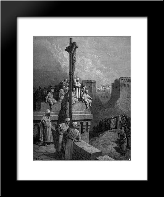 Gerard Of Avesnes Exposed On The Walls Of Arsuf 20x24 Black Modern Wood Framed Art Print Poster by Dore, Gustave