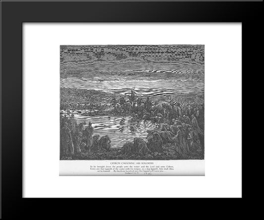 Gideon Chooses 300 Soldiers 20x24 Black Modern Wood Framed Art Print Poster by Dore, Gustave