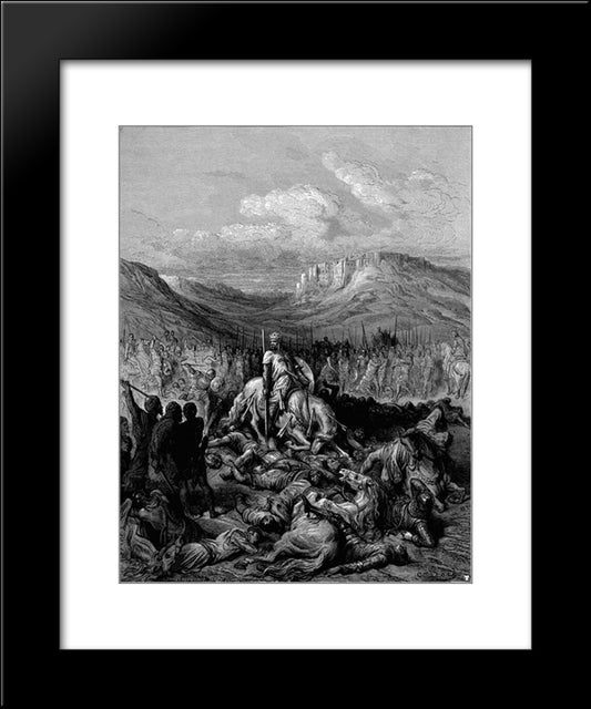 Glorious Death Of Jacques De Maille Marshal Of The Temple 20x24 Black Modern Wood Framed Art Print Poster by Dore, Gustave