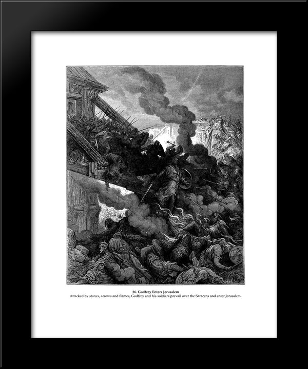 Godfrey Enters Jerusalem 20x24 Black Modern Wood Framed Art Print Poster by Dore, Gustave