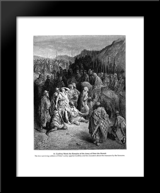 Godfrey Meets The Remains Of The Army Of Peter The Hermit 20x24 Black Modern Wood Framed Art Print Poster by Dore, Gustave