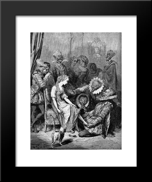 He Perceived That Her Little Foot Slid In Without Trouble 20x24 Black Modern Wood Framed Art Print Poster by Dore, Gustave