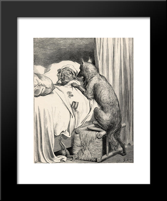 He Sprang Unpon The Old Woman And Ate Her Up 20x24 Black Modern Wood Framed Art Print Poster by Dore, Gustave