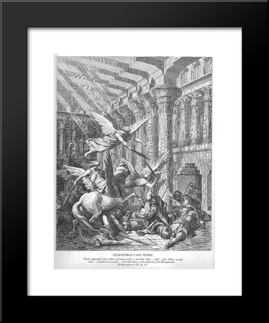 Heliodorus Is Cast Down 20x24 Black Modern Wood Framed Art Print Poster by Dore, Gustave