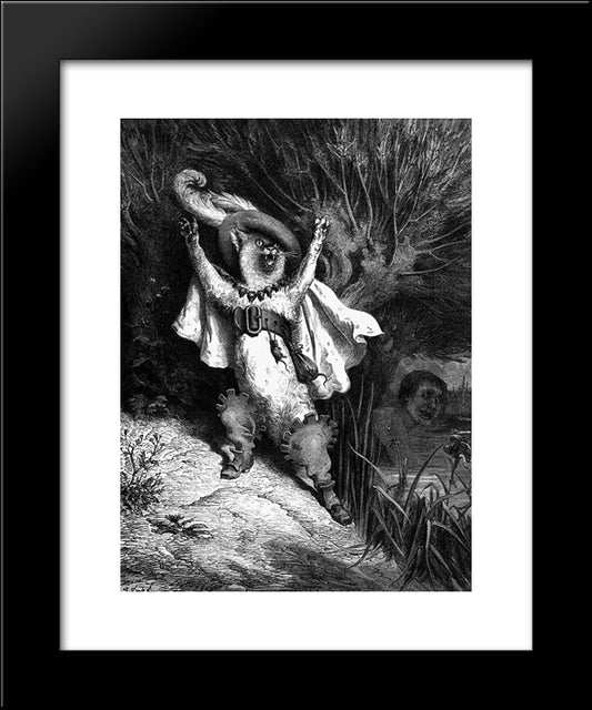 Help! The Marquis Of Carabas Is Drowning! 20x24 Black Modern Wood Framed Art Print Poster by Dore, Gustave
