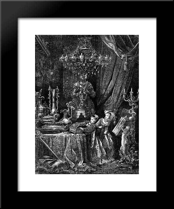 Her Friends Were Eager To See The Splendors Of Her House 20x24 Black Modern Wood Framed Art Print Poster by Dore, Gustave