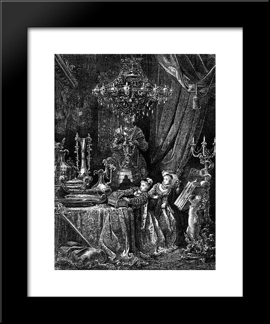 Her Friends Were Eager To See The Splendors Of Her House 20x24 Black Modern Wood Framed Art Print Poster by Dore, Gustave