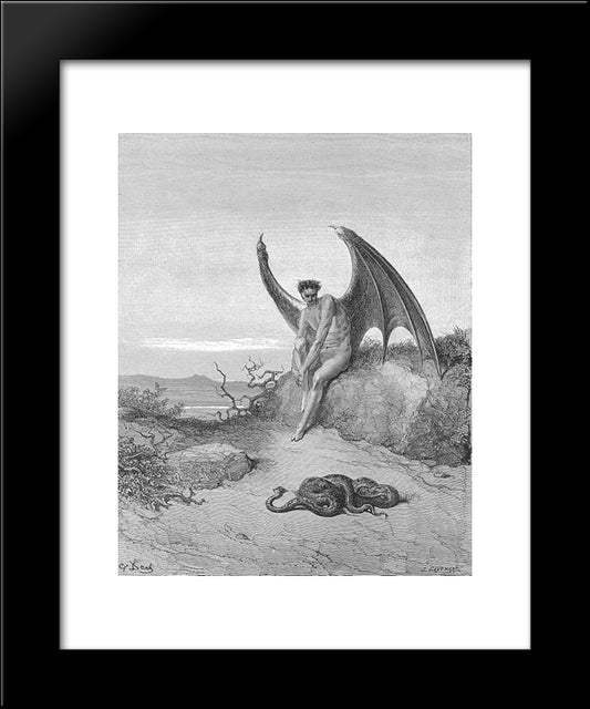 Him, Fast Sleeping, Soon He Found In Labyrinth Of Many A Round, Self-Rolled 20x24 Black Modern Wood Framed Art Print Poster by Dore, Gustave