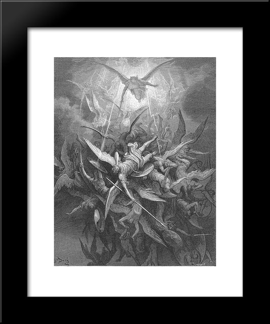 Him The Almighty Power Hurled Headlong Flaming From The Eternal Sky 20x24 Black Modern Wood Framed Art Print Poster by Dore, Gustave