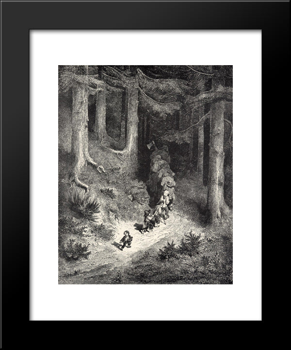 Hop-O'-My-Thumb 20x24 Black Modern Wood Framed Art Print Poster by Dore, Gustave