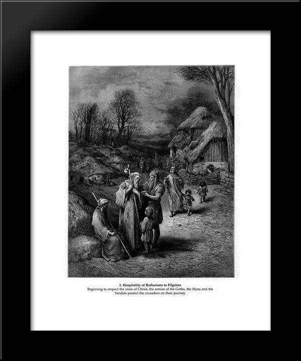 Hospitality Of Barbarians To Pilgrims 20x24 Black Modern Wood Framed Art Print Poster by Dore, Gustave