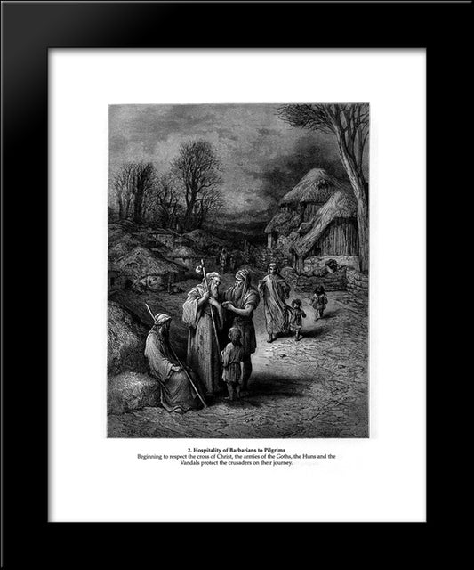 Hospitality Of Barbarians To Pilgrims 20x24 Black Modern Wood Framed Art Print Poster by Dore, Gustave