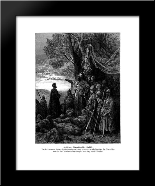 Ilghazy Gives Gauthier His Life 20x24 Black Modern Wood Framed Art Print Poster by Dore, Gustave