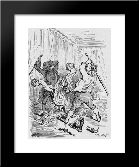 Illustration For Baron Von Munchhausen 20x24 Black Modern Wood Framed Art Print Poster by Dore, Gustave