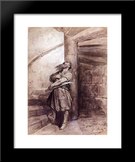 Illustration For Charles Perraults Bluebeard 20x24 Black Modern Wood Framed Art Print Poster by Dore, Gustave