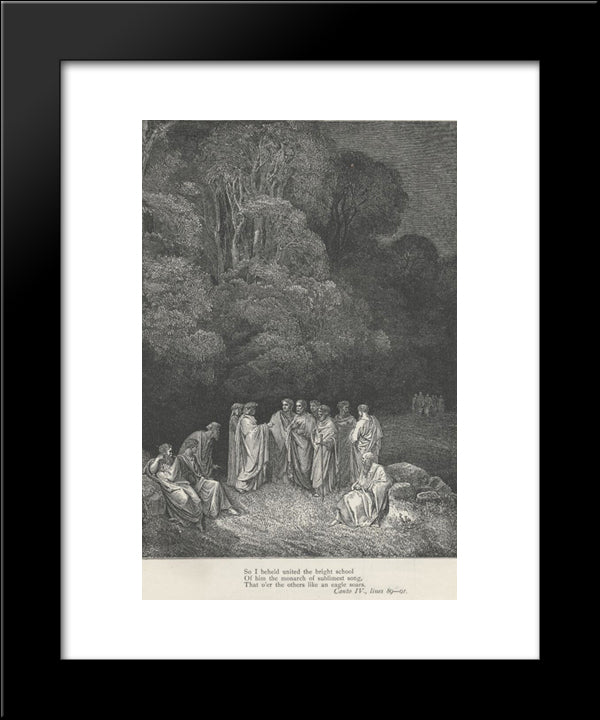 Inferno Canto 4 20x24 Black Modern Wood Framed Art Print Poster by Dore, Gustave