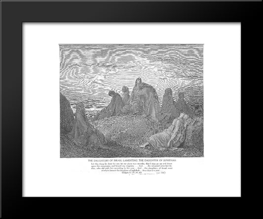 Israelite Women Mourn With Jephthah'S Daughter 20x24 Black Modern Wood Framed Art Print Poster by Dore, Gustave