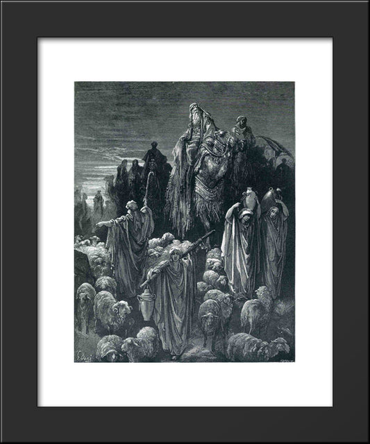 Jacob Goeth Into Egypt 20x24 Black Modern Wood Framed Art Print Poster by Dore, Gustave