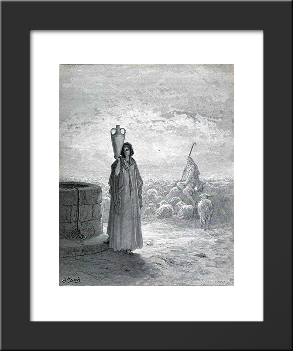 Jacob Keeping Laban'S Flock 20x24 Black Modern Wood Framed Art Print Poster by Dore, Gustave