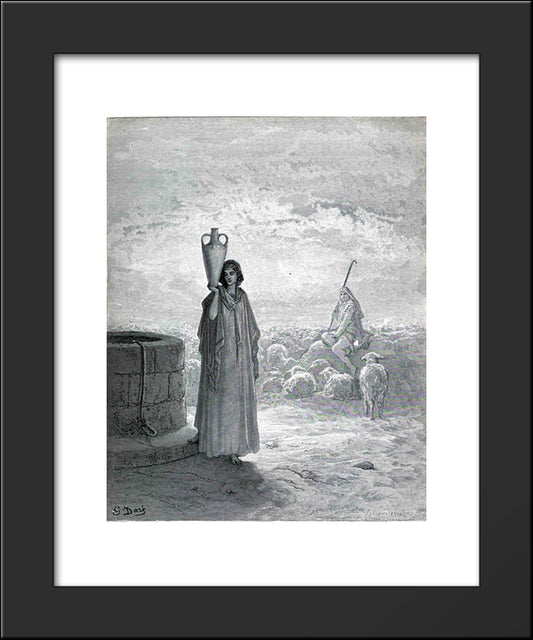 Jacob Keeping Laban'S Flock 20x24 Black Modern Wood Framed Art Print Poster by Dore, Gustave