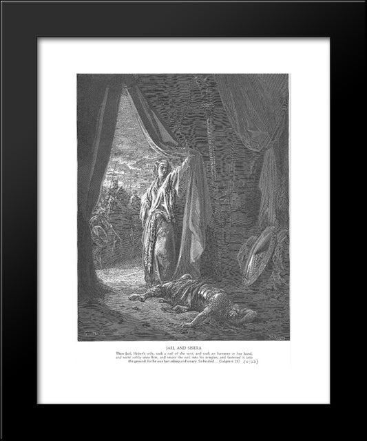 Jael Kills Sisera 20x24 Black Modern Wood Framed Art Print Poster by Dore, Gustave