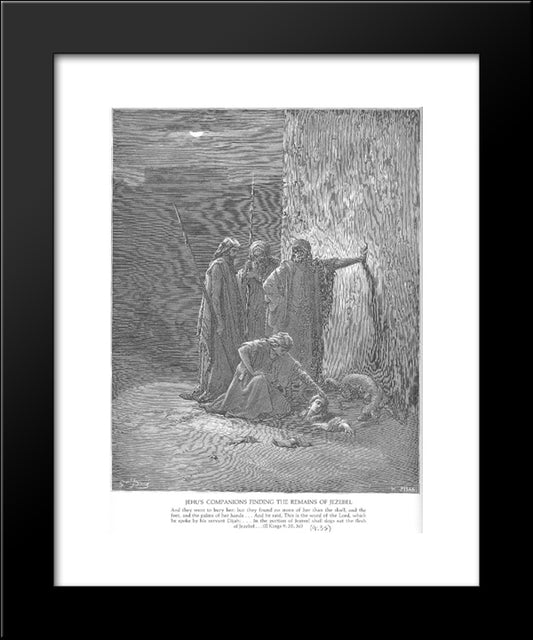 Jehu'S Companions Find Jezebel'S Remains 20x24 Black Modern Wood Framed Art Print Poster by Dore, Gustave