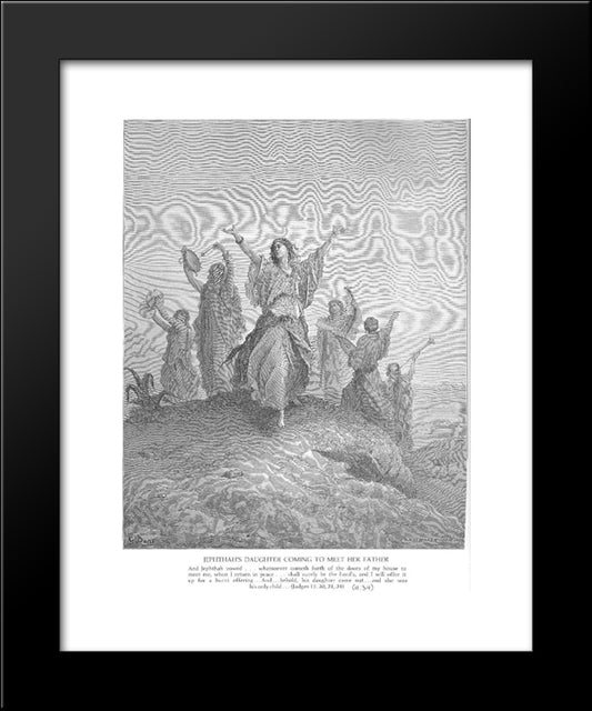 Jephthah'S Daughter Comes To Meet Her Father 20x24 Black Modern Wood Framed Art Print Poster by Dore, Gustave