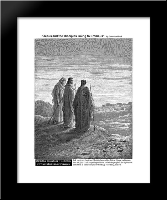 Jesus And The Disciples Going To Emmaus 20x24 Black Modern Wood Framed Art Print Poster by Dore, Gustave