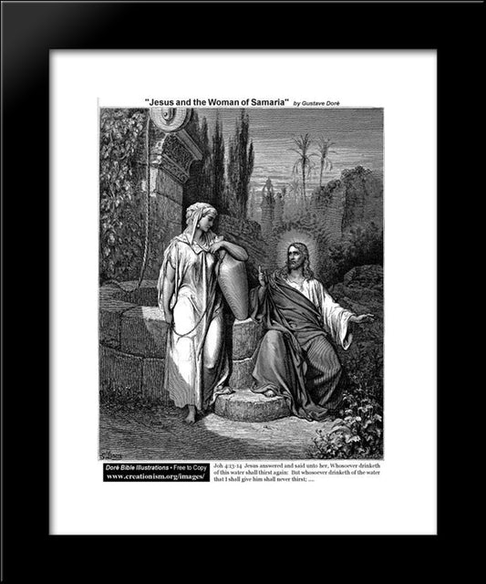 Jesus And The Woman Of Samaria 20x24 Black Modern Wood Framed Art Print Poster by Dore, Gustave