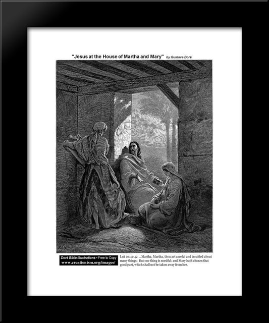Jesus At The House Of Martha And Mary 20x24 Black Modern Wood Framed Art Print Poster by Dore, Gustave