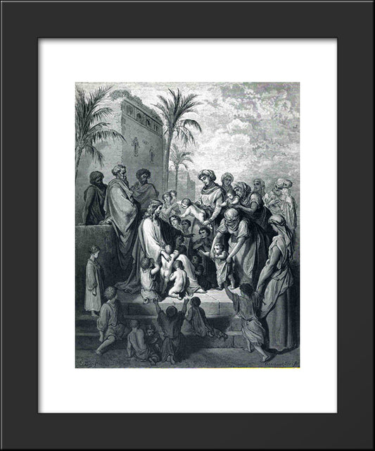 Jesus Blessing The Children 20x24 Black Modern Wood Framed Art Print Poster by Dore, Gustave
