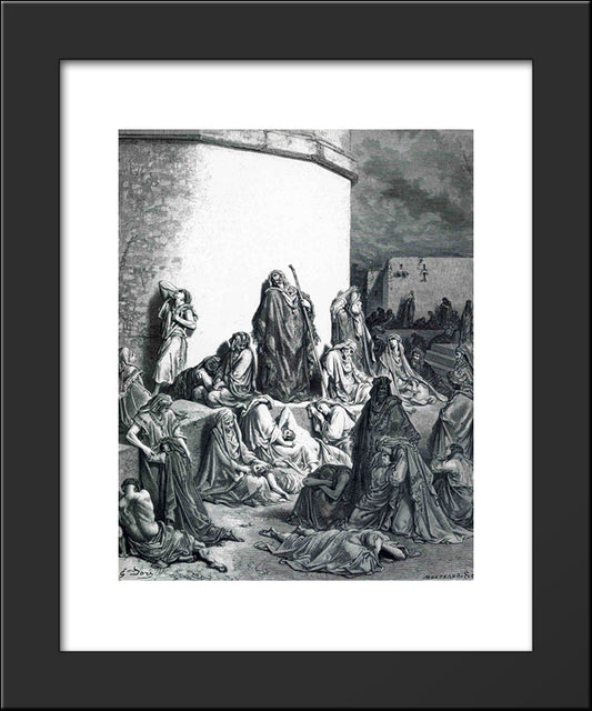 People Mourn Over The Destruction Of Jerusalem 20x24 Black Modern Wood Framed Art Print Poster by Dore, Gustave