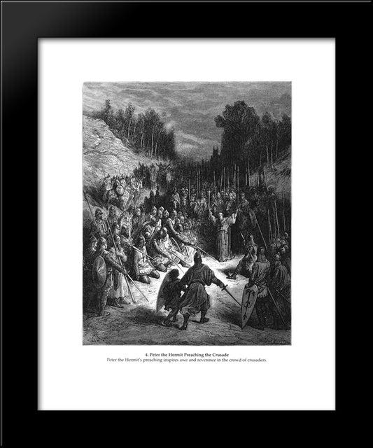 Peter The Hermit Preaching The Crusade 20x24 Black Modern Wood Framed Art Print Poster by Dore, Gustave