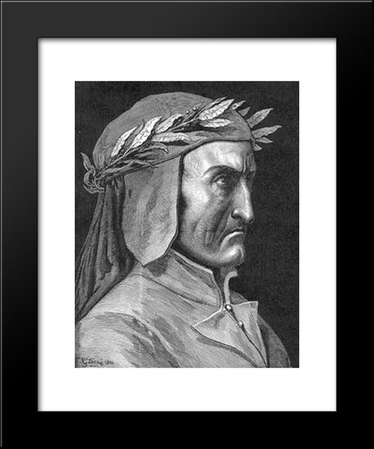 Portrait Of Dante Alighieri 20x24 Black Modern Wood Framed Art Print Poster by Dore, Gustave