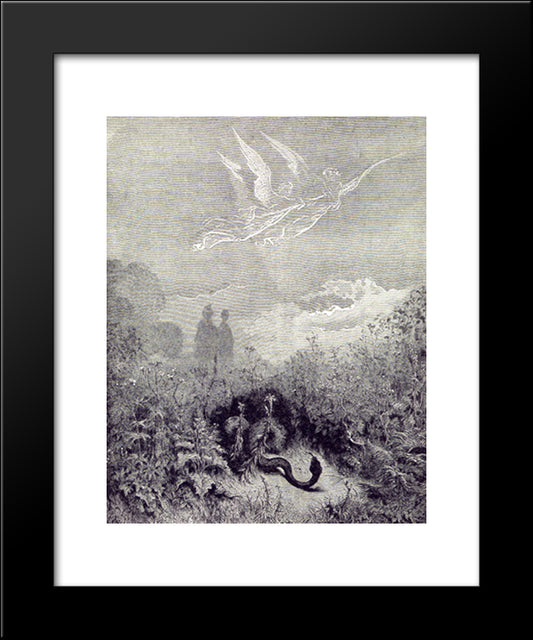 Purgatorio Canto 8 20x24 Black Modern Wood Framed Art Print Poster by Dore, Gustave