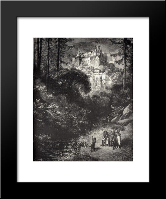 Puss In Boots 20x24 Black Modern Wood Framed Art Print Poster by Dore, Gustave