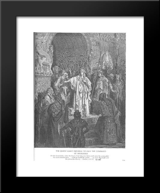 Queen Vashti Refuses To Obey Ahasuerus' Command 20x24 Black Modern Wood Framed Art Print Poster by Dore, Gustave
