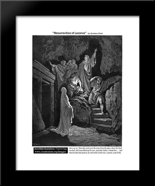 Resurrection Of Lazarus 20x24 Black Modern Wood Framed Art Print Poster by Dore, Gustave
