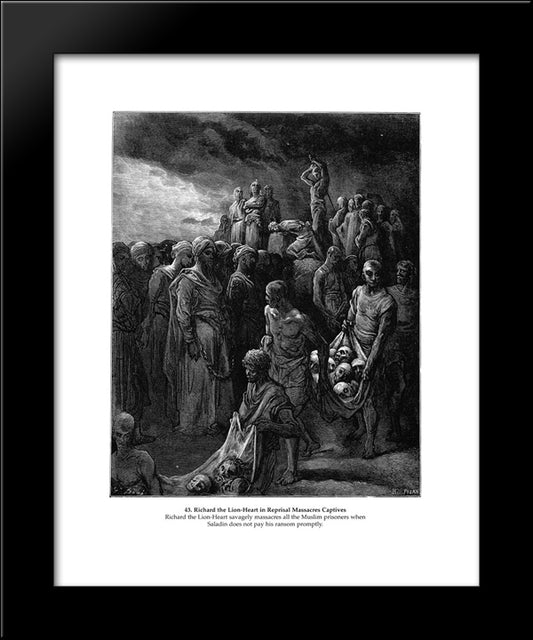 Richard I The Lionheart Massacres Captives In Reprisal 20x24 Black Modern Wood Framed Art Print Poster by Dore, Gustave