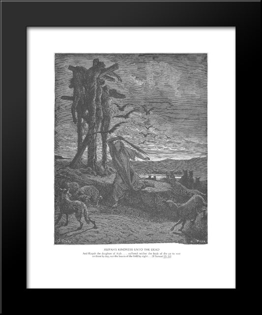 Rizpah'S Kindness Toward The Dead 20x24 Black Modern Wood Framed Art Print Poster by Dore, Gustave