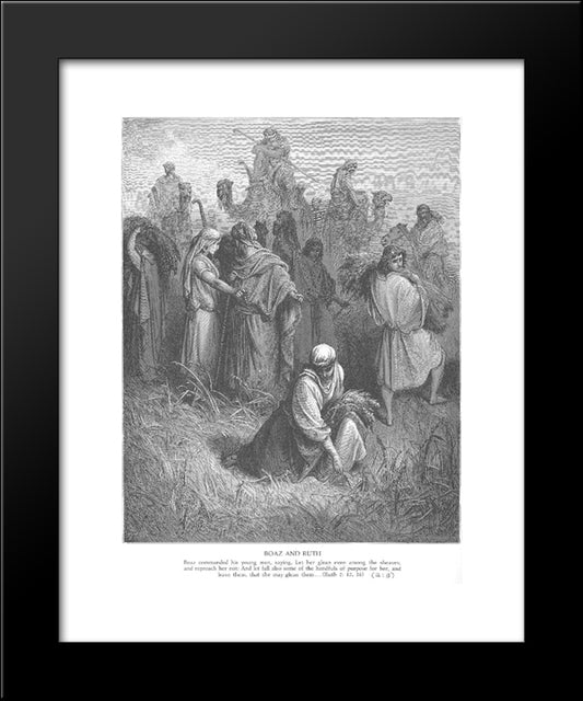 Ruth And Boaz 20x24 Black Modern Wood Framed Art Print Poster by Dore, Gustave