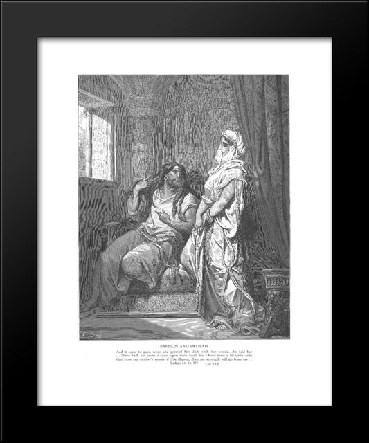 Samson And Delilah 20x24 Black Modern Wood Framed Art Print Poster by Dore, Gustave