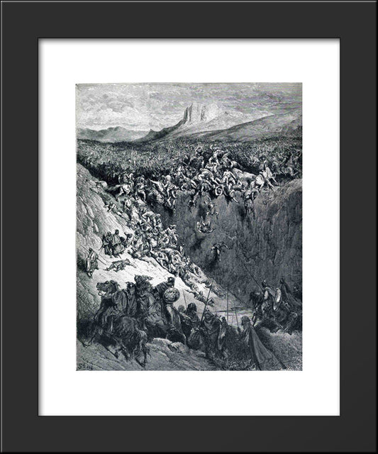 Samson Destroys The Philistines With An Ass' Jawbone 20x24 Black Modern Wood Framed Art Print Poster by Dore, Gustave
