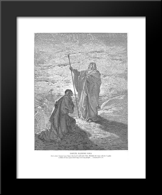 Samuel Blesses Saul 20x24 Black Modern Wood Framed Art Print Poster by Dore, Gustave