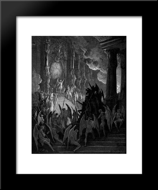 Satan In Council 20x24 Black Modern Wood Framed Art Print Poster by Dore, Gustave