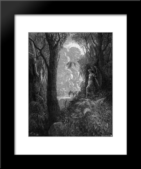 Satan In Paradise 20x24 Black Modern Wood Framed Art Print Poster by Dore, Gustave