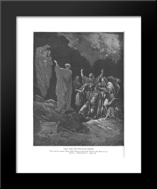Saul And The Witch Of Endor 20x24 Black Modern Wood Framed Art Print Poster by Dore, Gustave