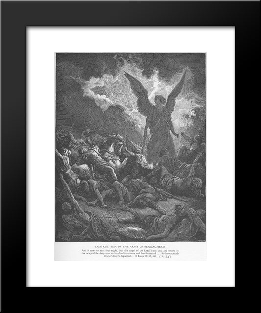 Sennacherib'S Army Is Destroyed 20x24 Black Modern Wood Framed Art Print Poster by Dore, Gustave