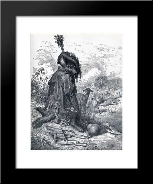 Shepherd Wolf 20x24 Black Modern Wood Framed Art Print Poster by Dore, Gustave