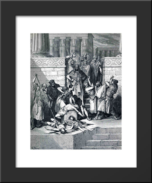 Slaughter Of The Sons Of Zedekiah Before Their Father 20x24 Black Modern Wood Framed Art Print Poster by Dore, Gustave
